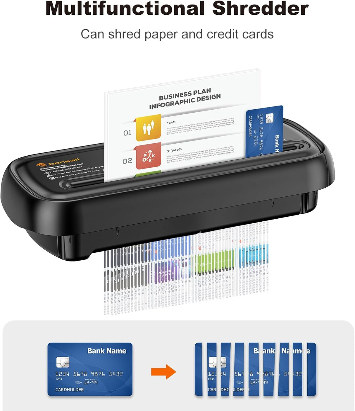 Bonsaii Trituradora de Papel 6 Hojas Sin Canasta S123-B