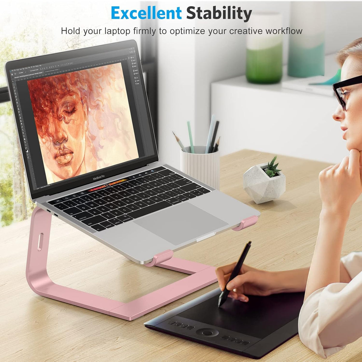 OMOTON Soporte para computadora portátil elevador desmontable