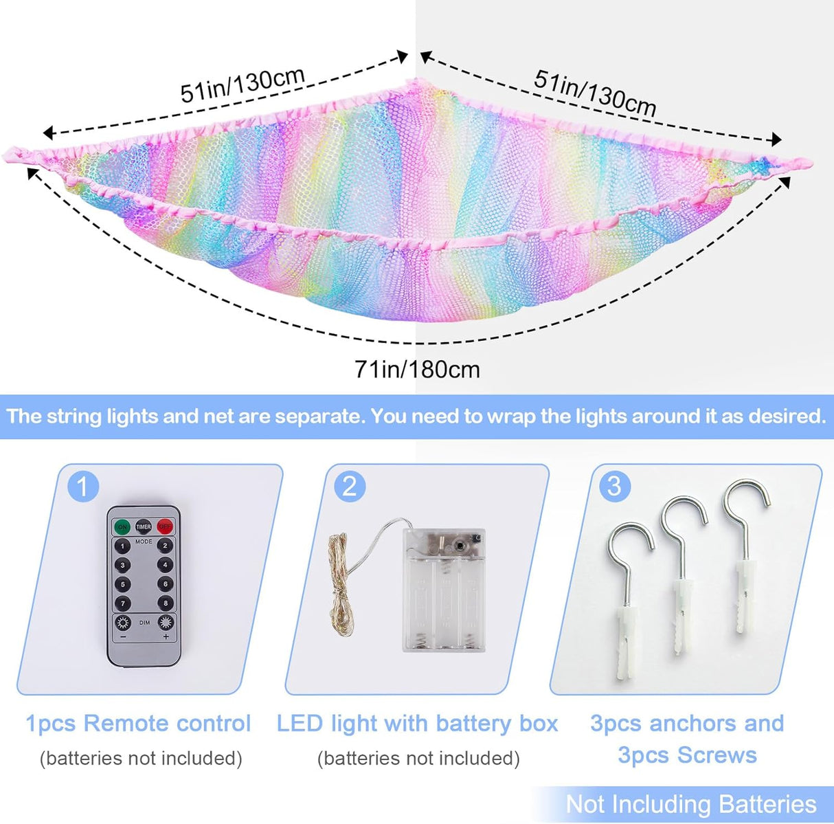 Hamaca para Peluches Basumee con Luz LED, Control Remoto
