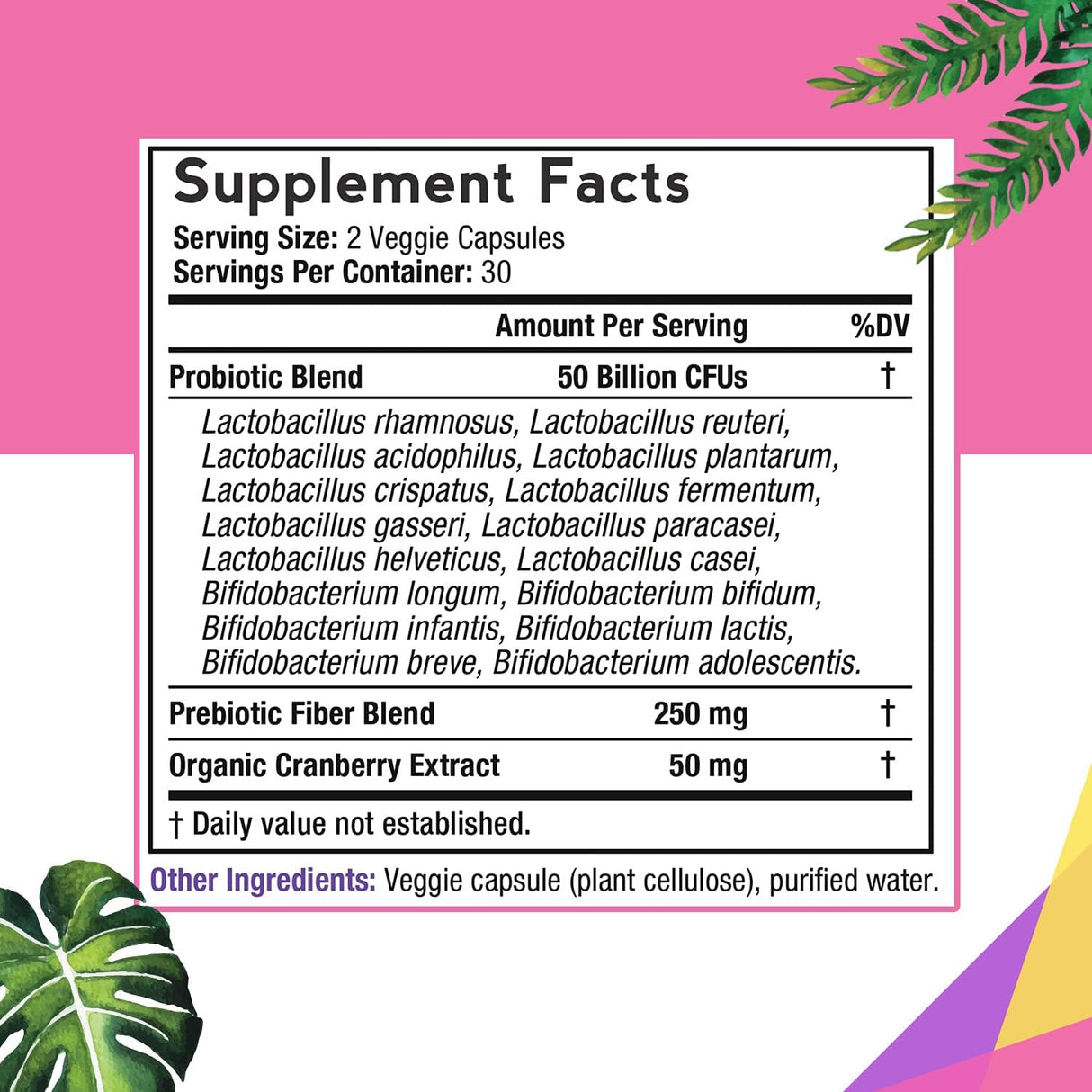 Suplemento Probiótico para mujeres 60 cáp sin gluten