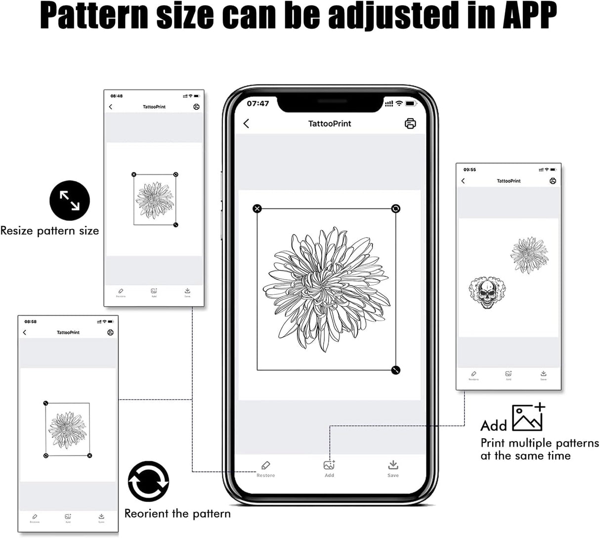 LIUMATE Impresora de tatuajes inalámbrica para tatuajes, impresora térmica Bluetooth, máquina de plantillas de transferencia de tatuajes, copiadora térmica para tatuajes con 10 piezas de papel de