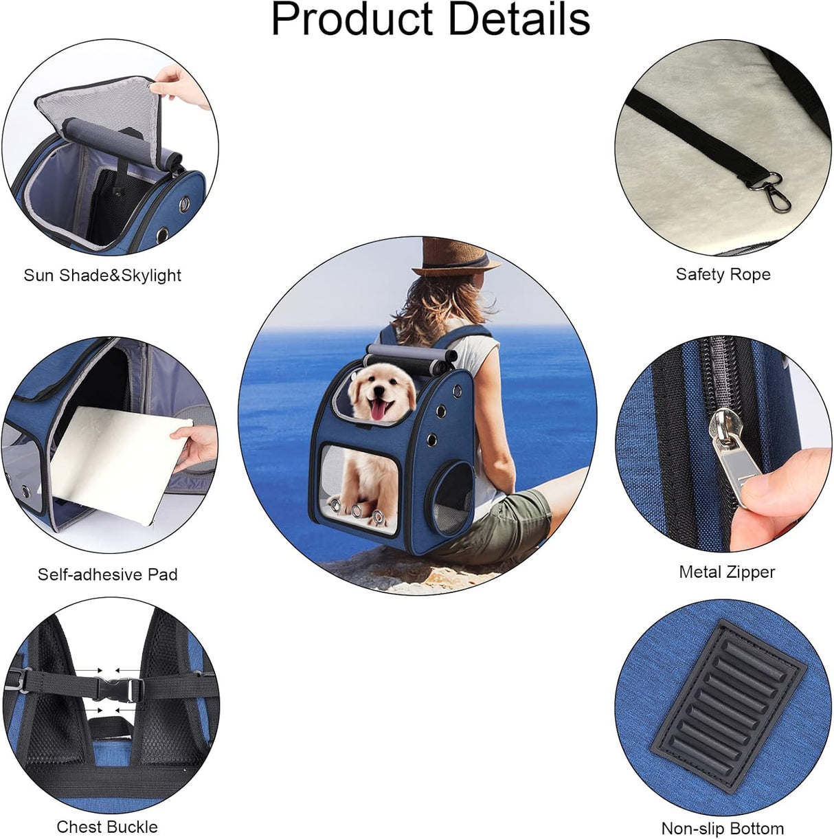 Mochila expandible para mascotas para gatos portátil