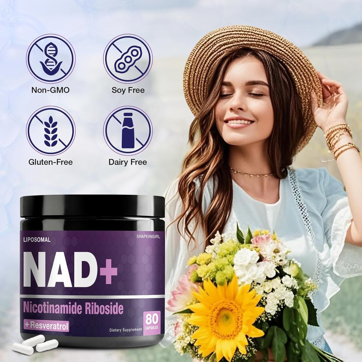 Suplemento NAD+ - Nicotinamida Ribosida, Resveratrol, NR