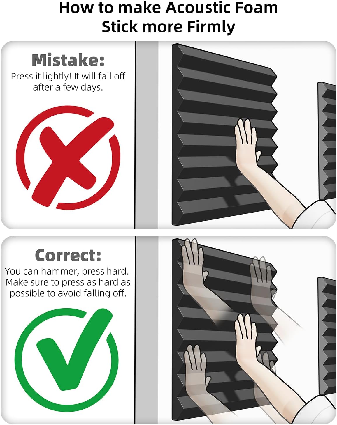 Paneles Acústicos de Espuma, 12 Piezas, 1 X 12 X 12