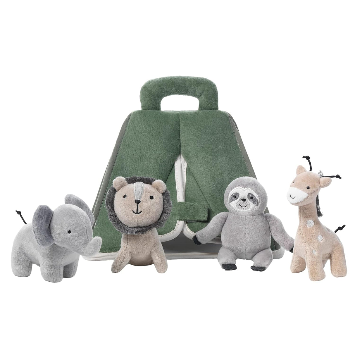 Lambs & Ivy Safari interactivo de la felpa/tienda verde de la selva con los juguetes de peluche