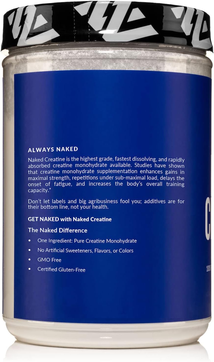 Creatina Monohidratada 1000g Naked CREATINE, Vegano, Sin GMO