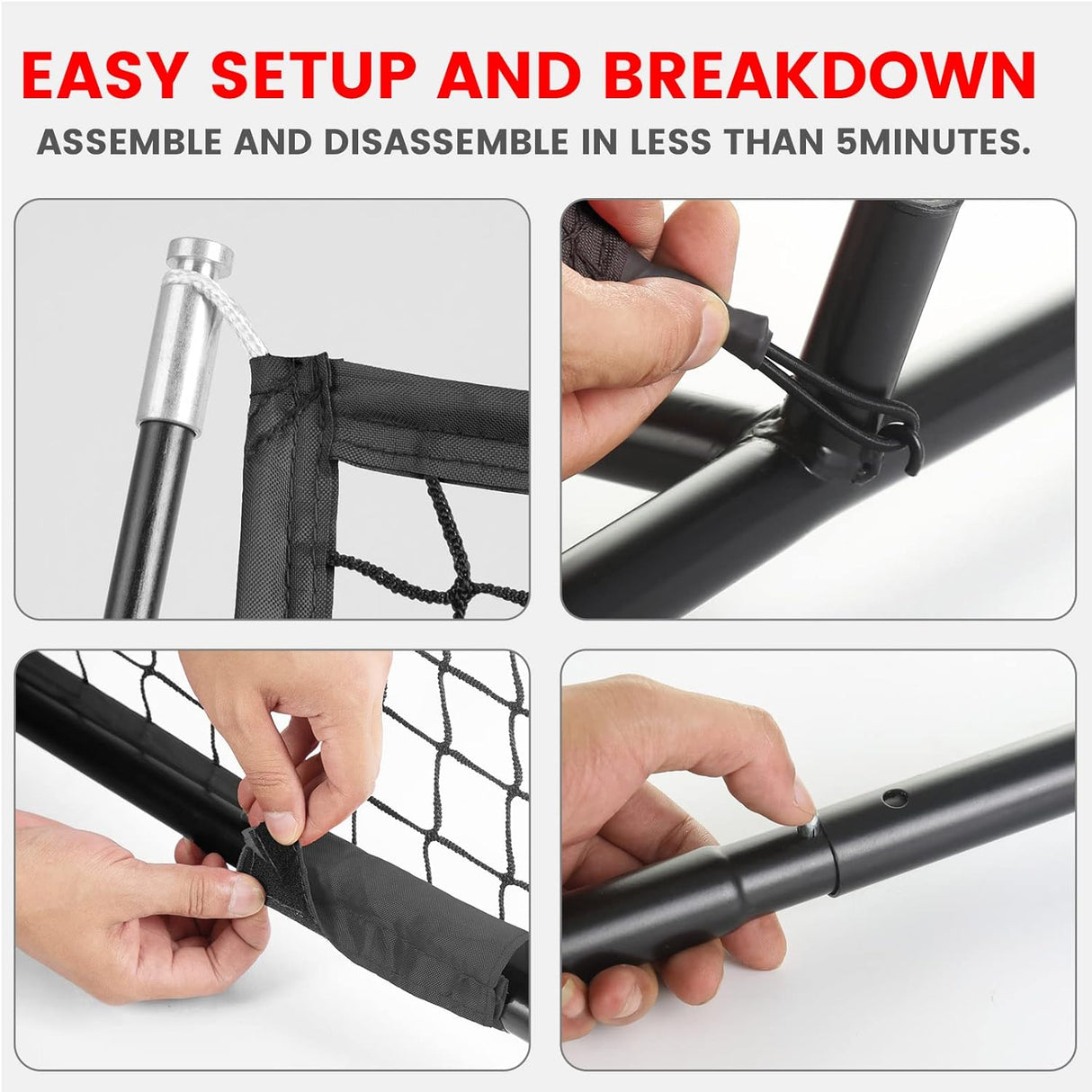 Red de Fútbol 8x8 ft con 4 Bolsillos de Puntería para Entrenamiento