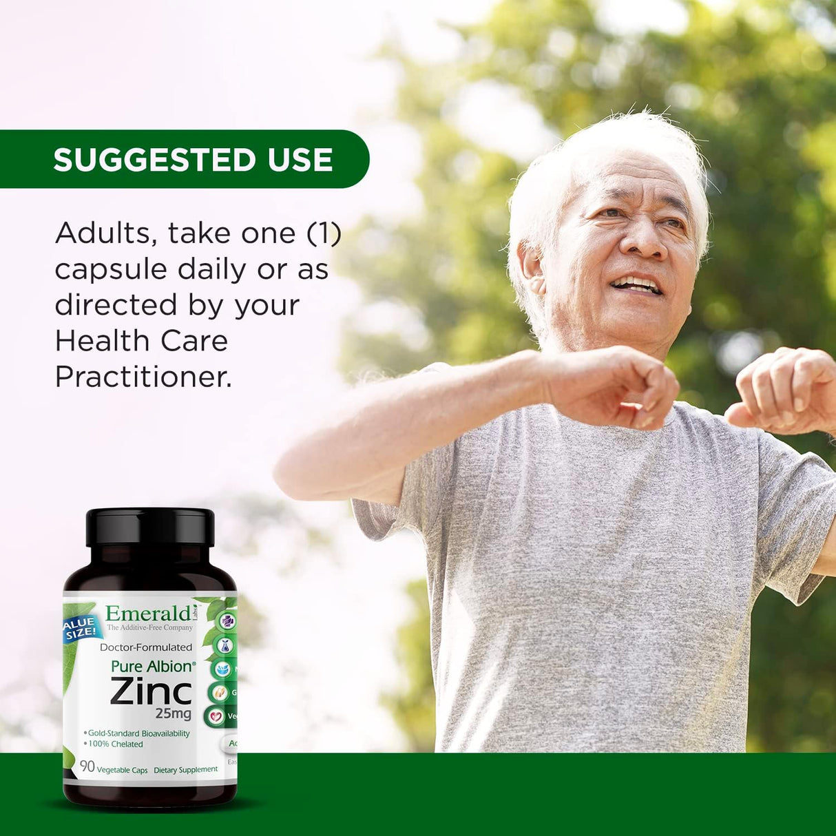 Suplementos Zinc 25 mg dietético con biodisponibilidad 90u