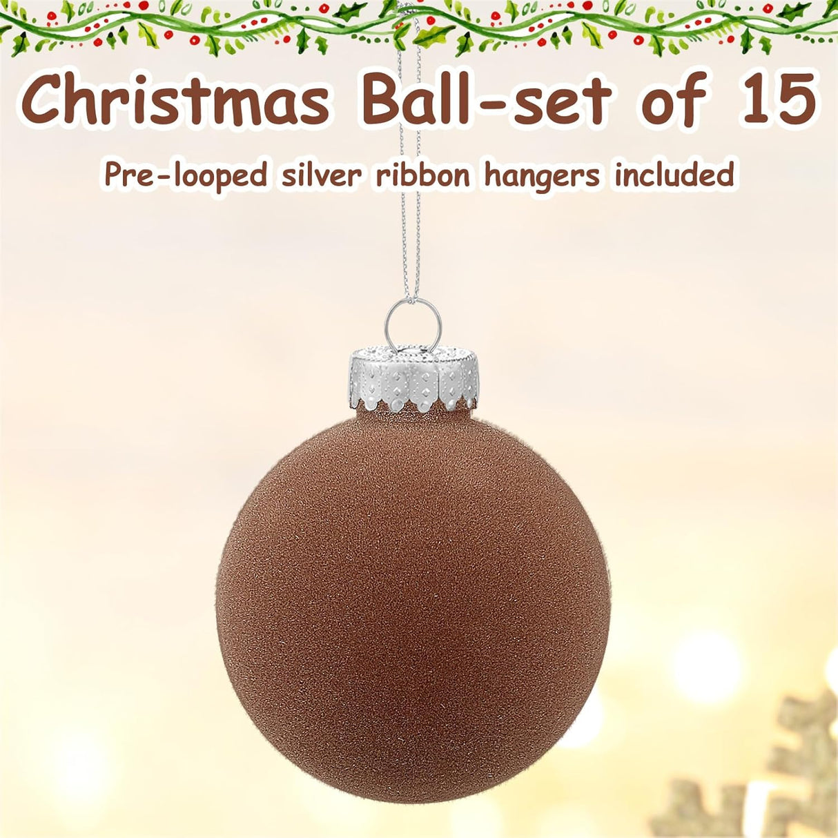 Liliful adornos de Navidad Flocked, Liliful, 15 Pcs, 3.15