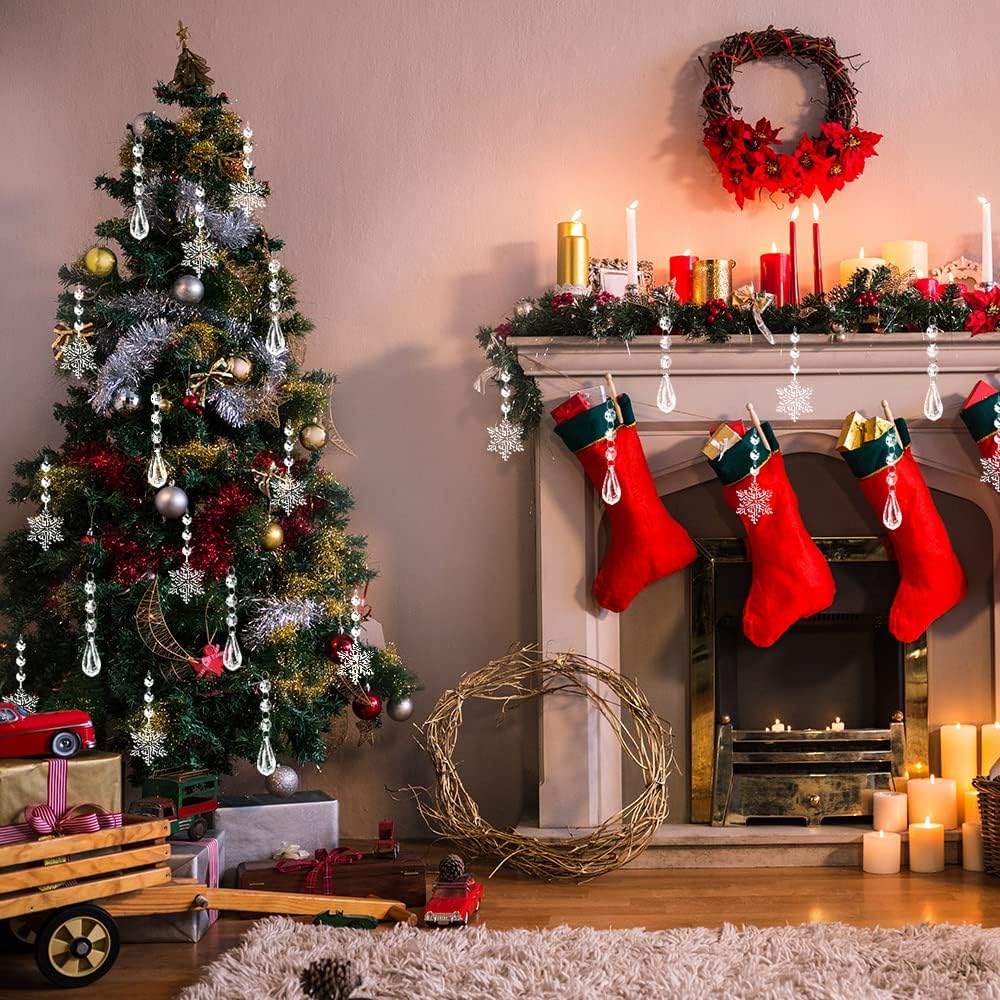 Decoraciones de Cristal para Árbol YUJUN 38PCS Copos de Nieve