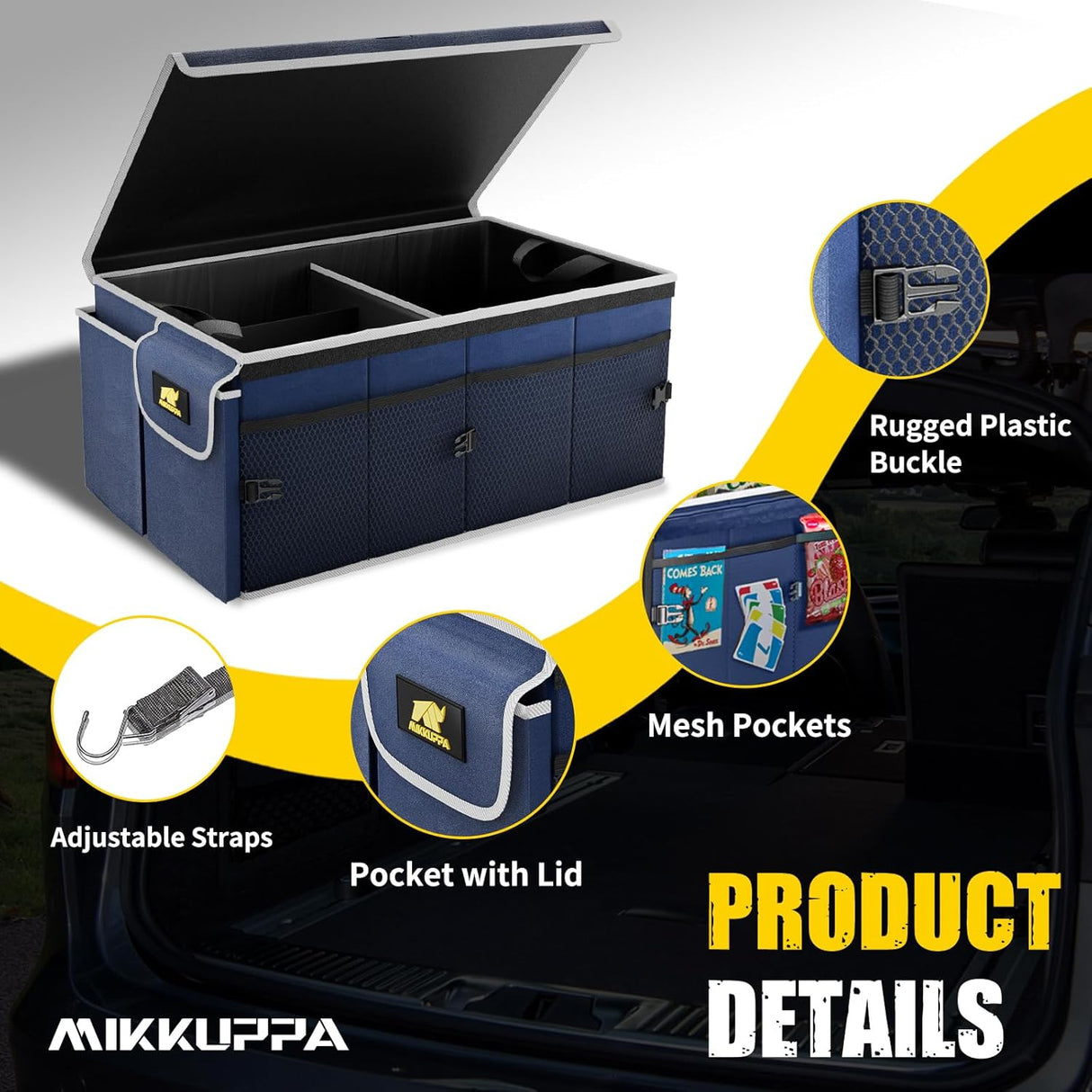 Organizador de Maletero MIKKUPPA 65L Plegable con Tapa