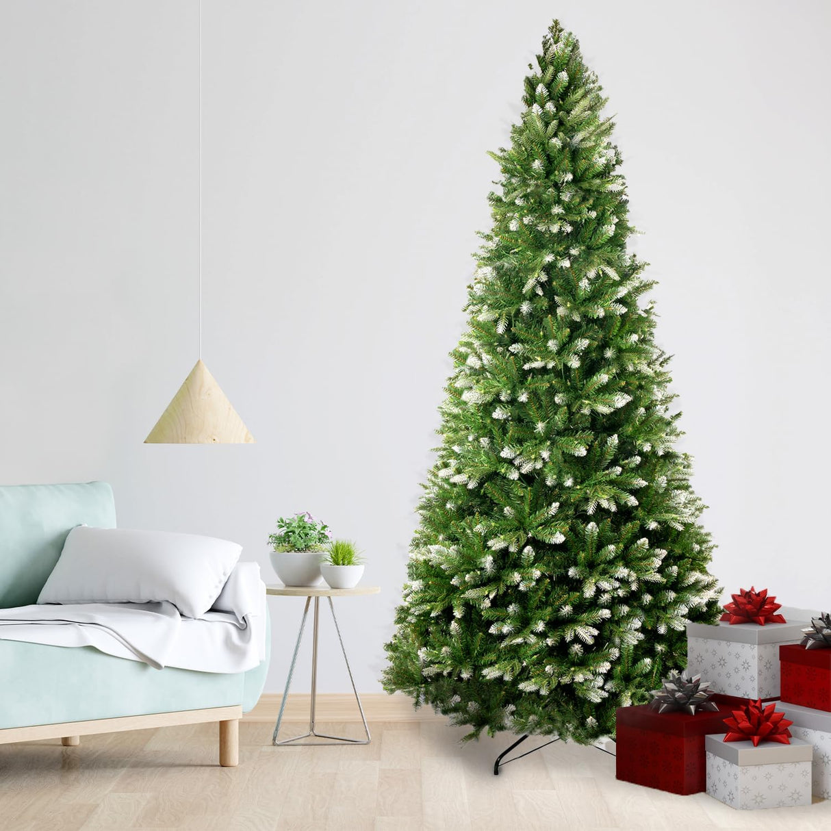 Árbol de Navidad Artificial 7.5ft con Luces y Punta Nevada