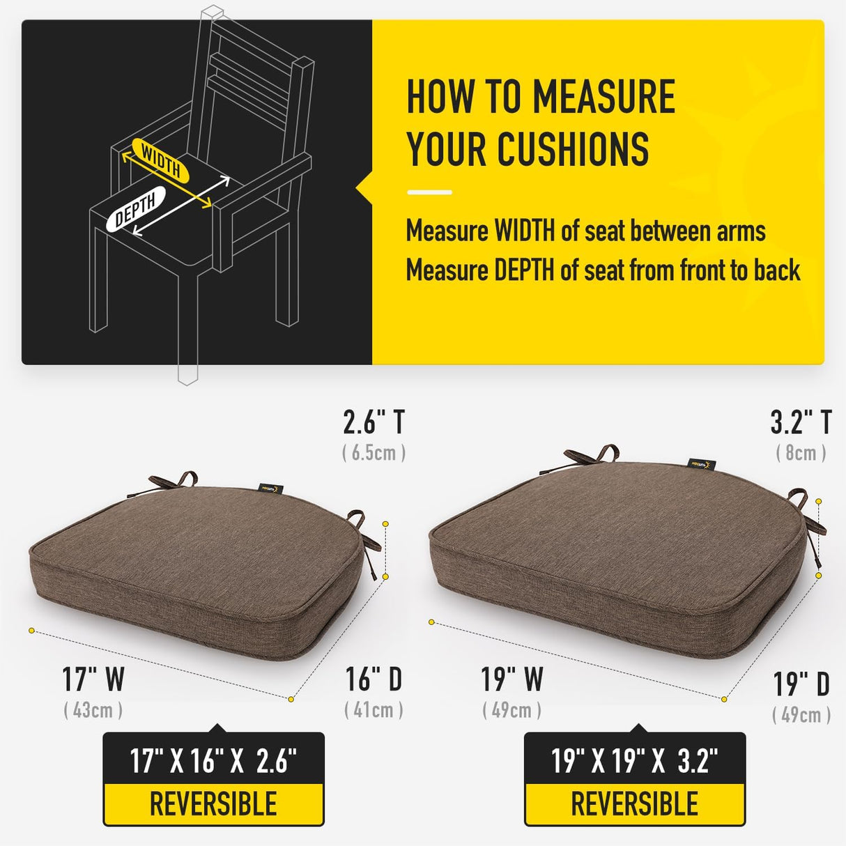 Cojines de Silla SUNROX, Espuma de Memoria, Resistentes, Set de 4