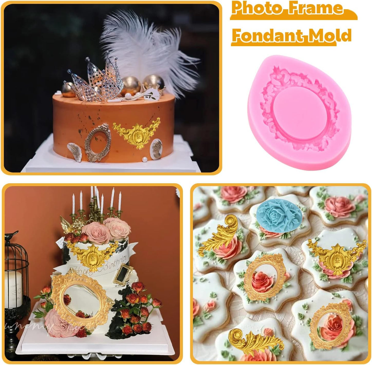 MYPRACS Marco de fotos barroco con diseño de pergamino