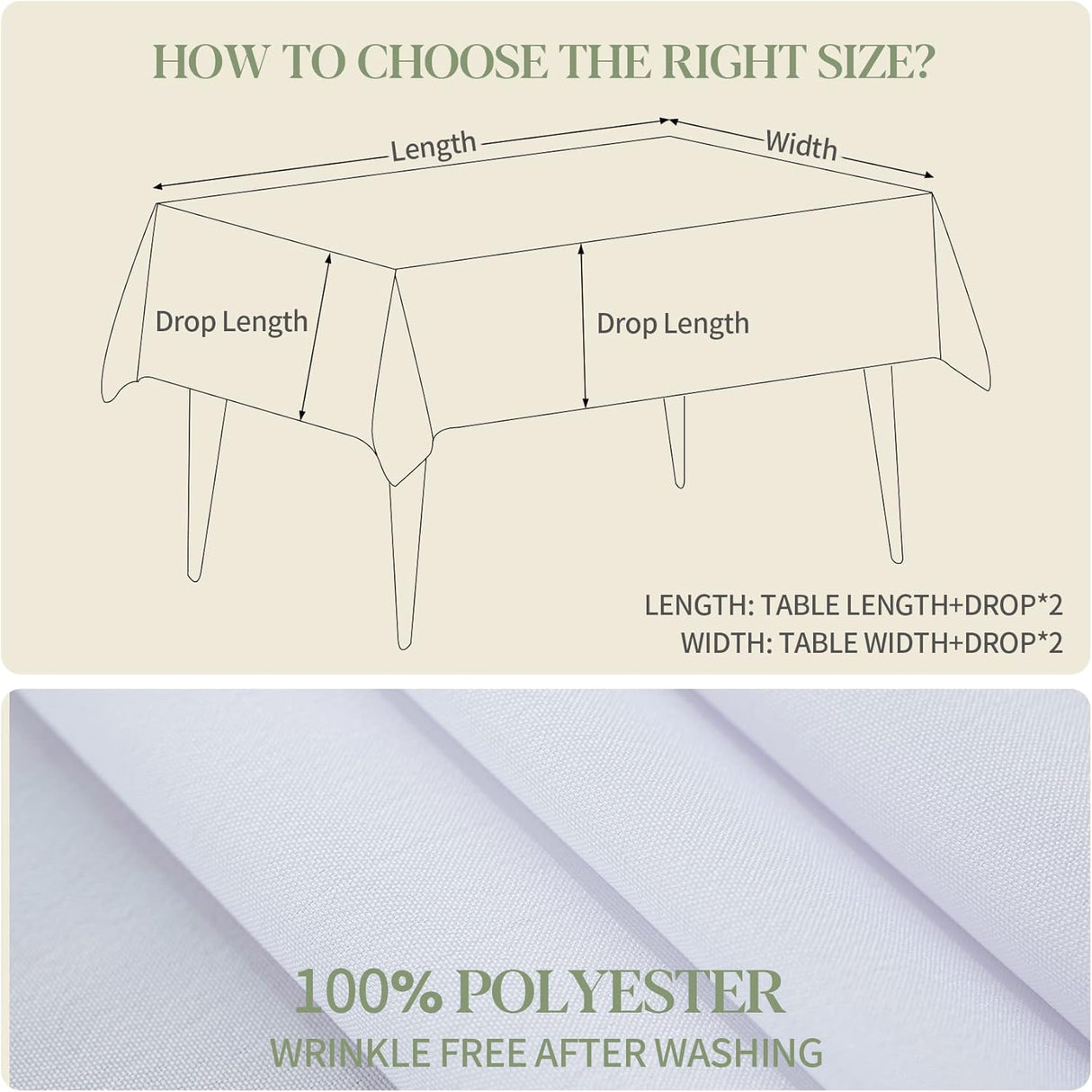 Mantel Antimanchas 60x60 Pulgadas para Mesa Cuadrada de 6 Pies