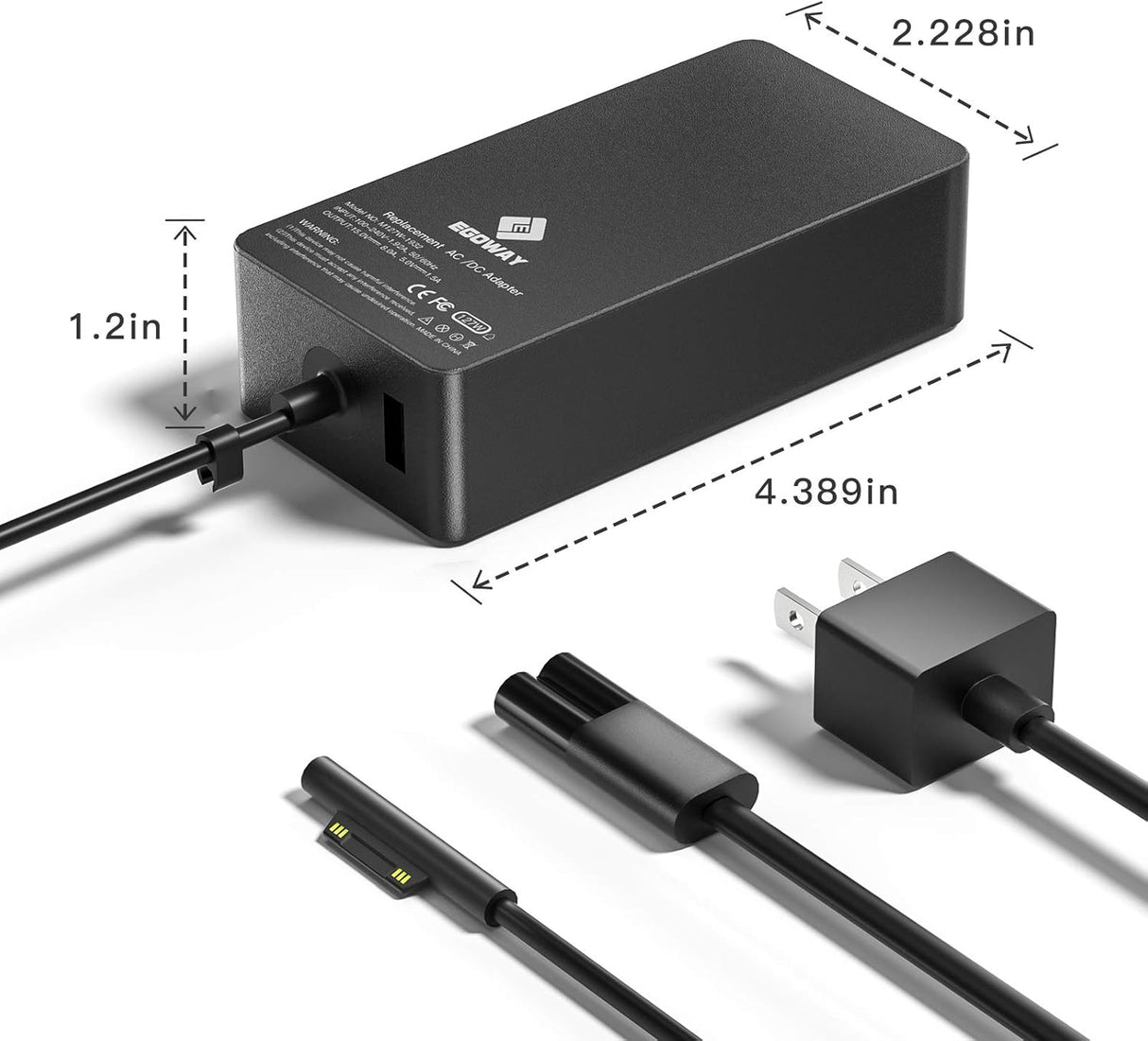 Cargador de CA de 127 W 15 V 8 A compatible con Surface Pro
