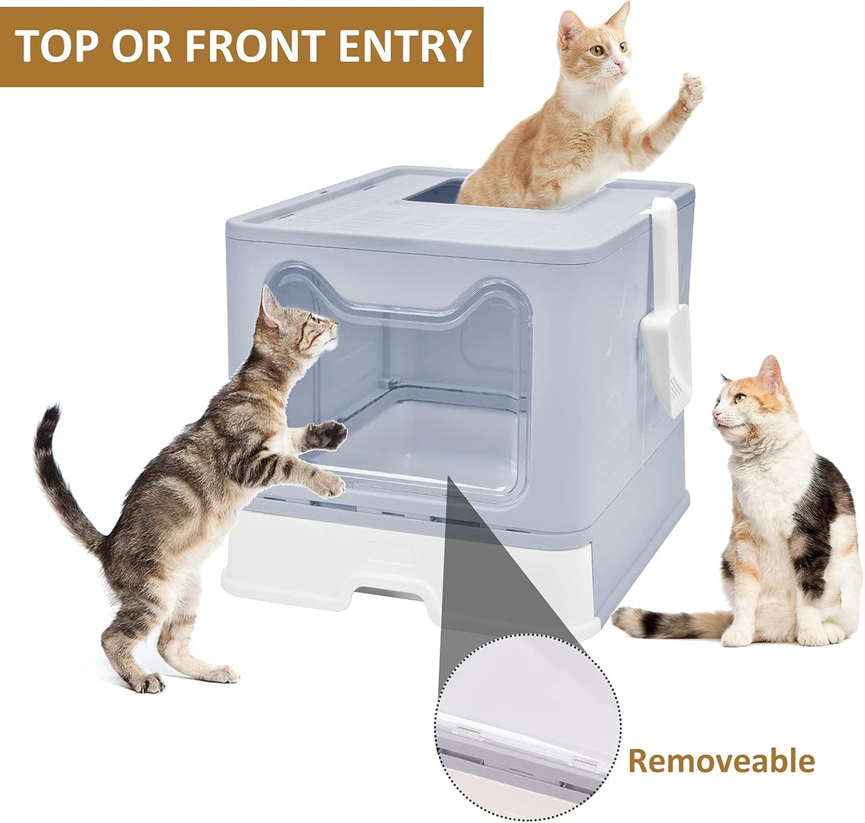 Caja de arena plegable para gatos con tapa Panghuhu88