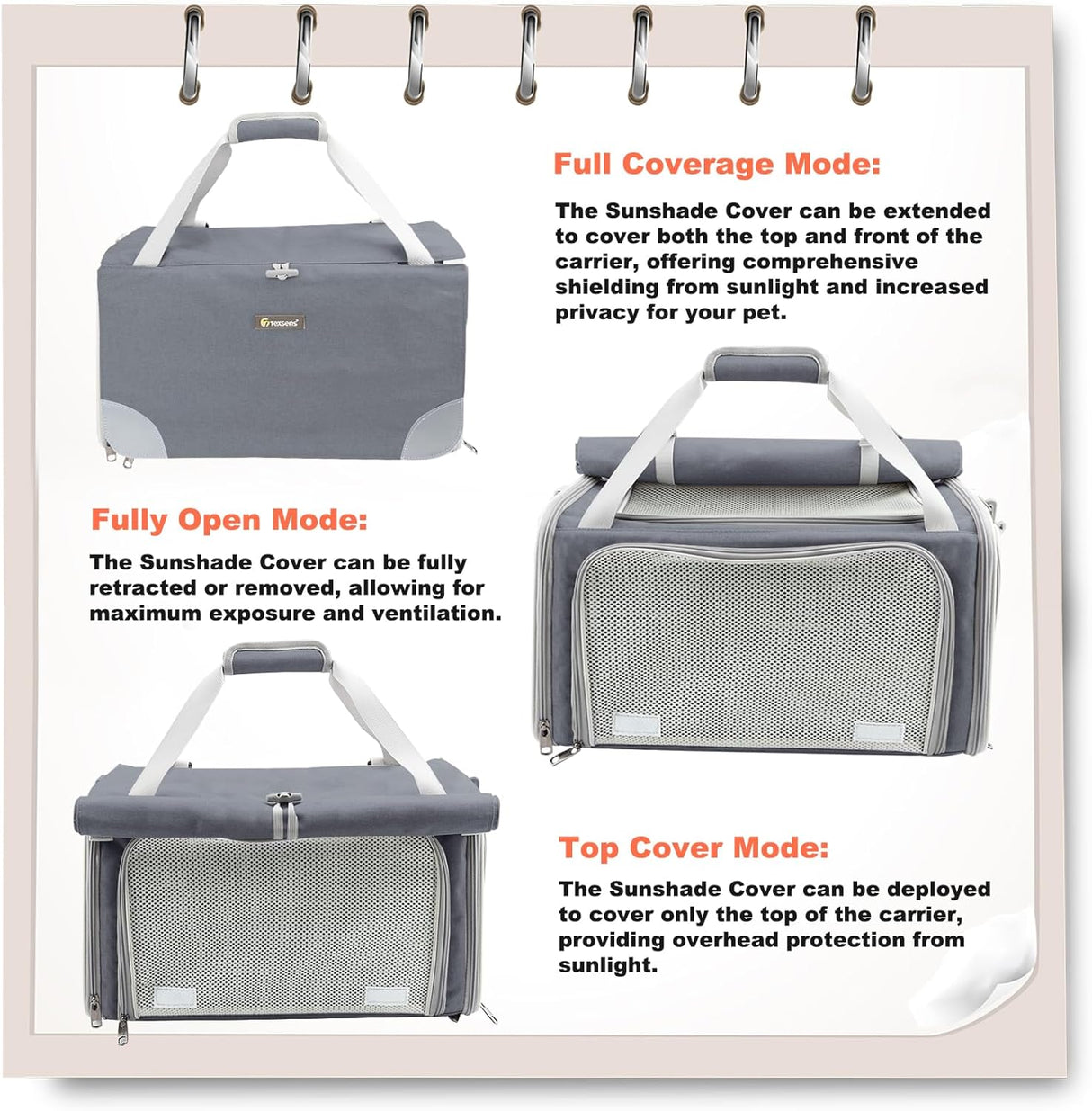 Transportadora Texsens para Gatos y Perritos hasta 16 lbs