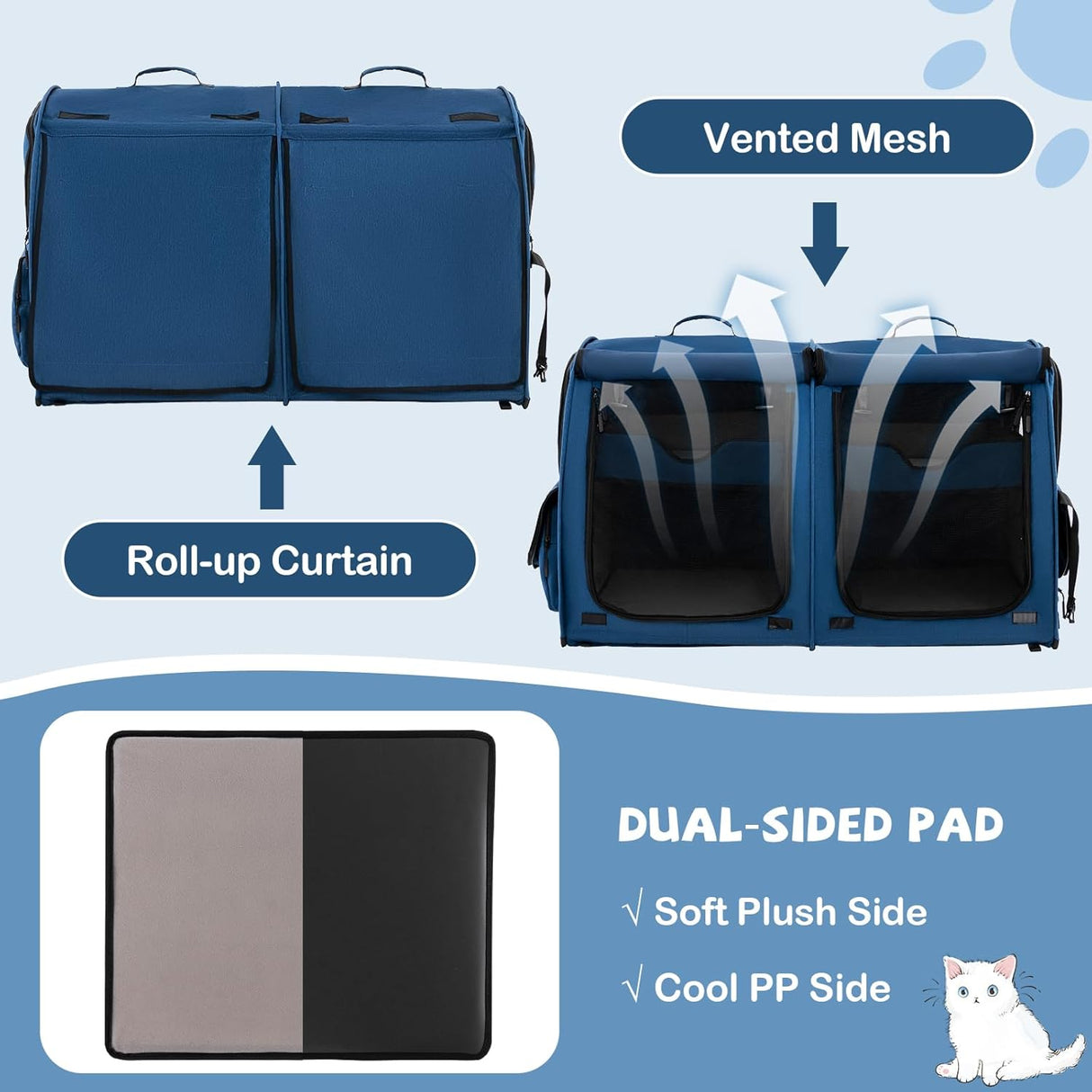 Transportín para gatos PETSITE, con compartimentos y hamacas