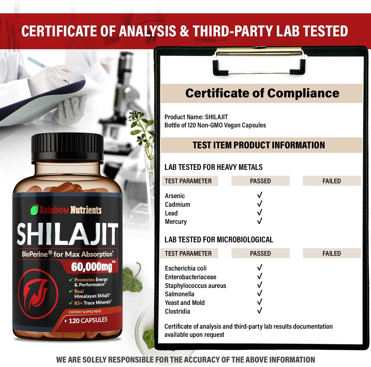 Suplemento puro de cápsulas de Shilajit del Himalaya