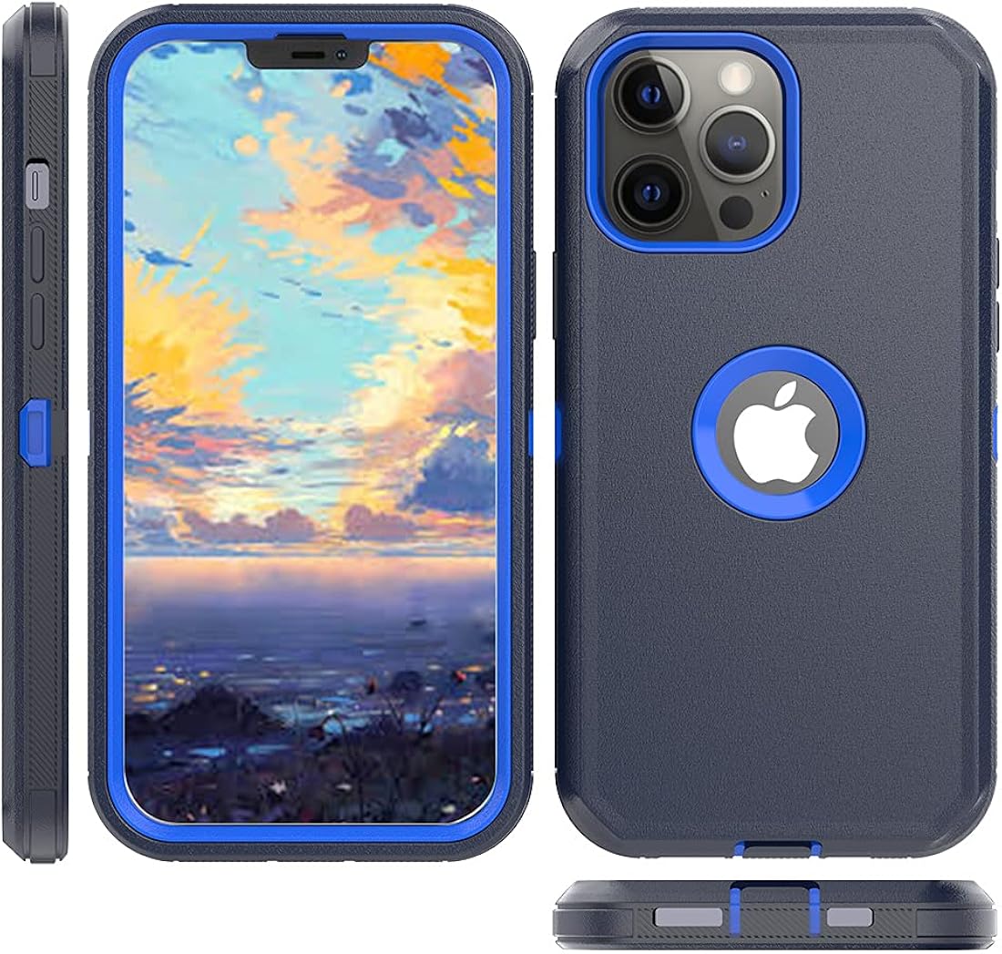 TASHHAR Funda para teléfono iPhone 13 Pro Max, resistente a prueba de golpes, funda protectora con clip para cinturón para Apple iPhone 13 Pro Max 5G 2021 (azul marino)
