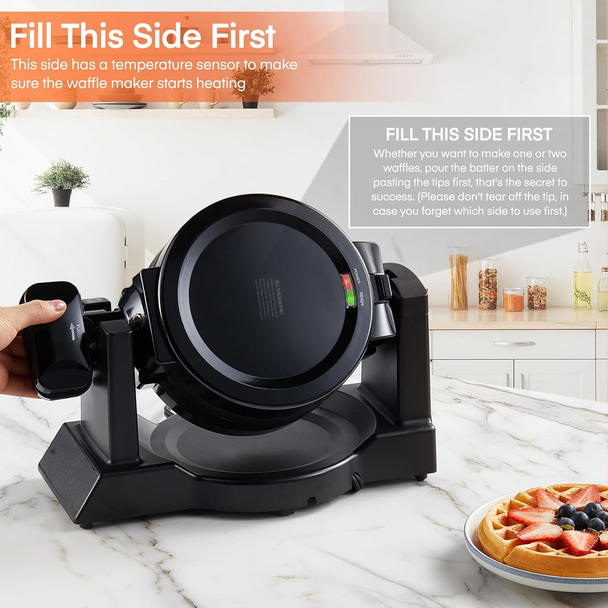 Máquina de Waffles 1400W, Doble, Antiadherente, Modelo 8S