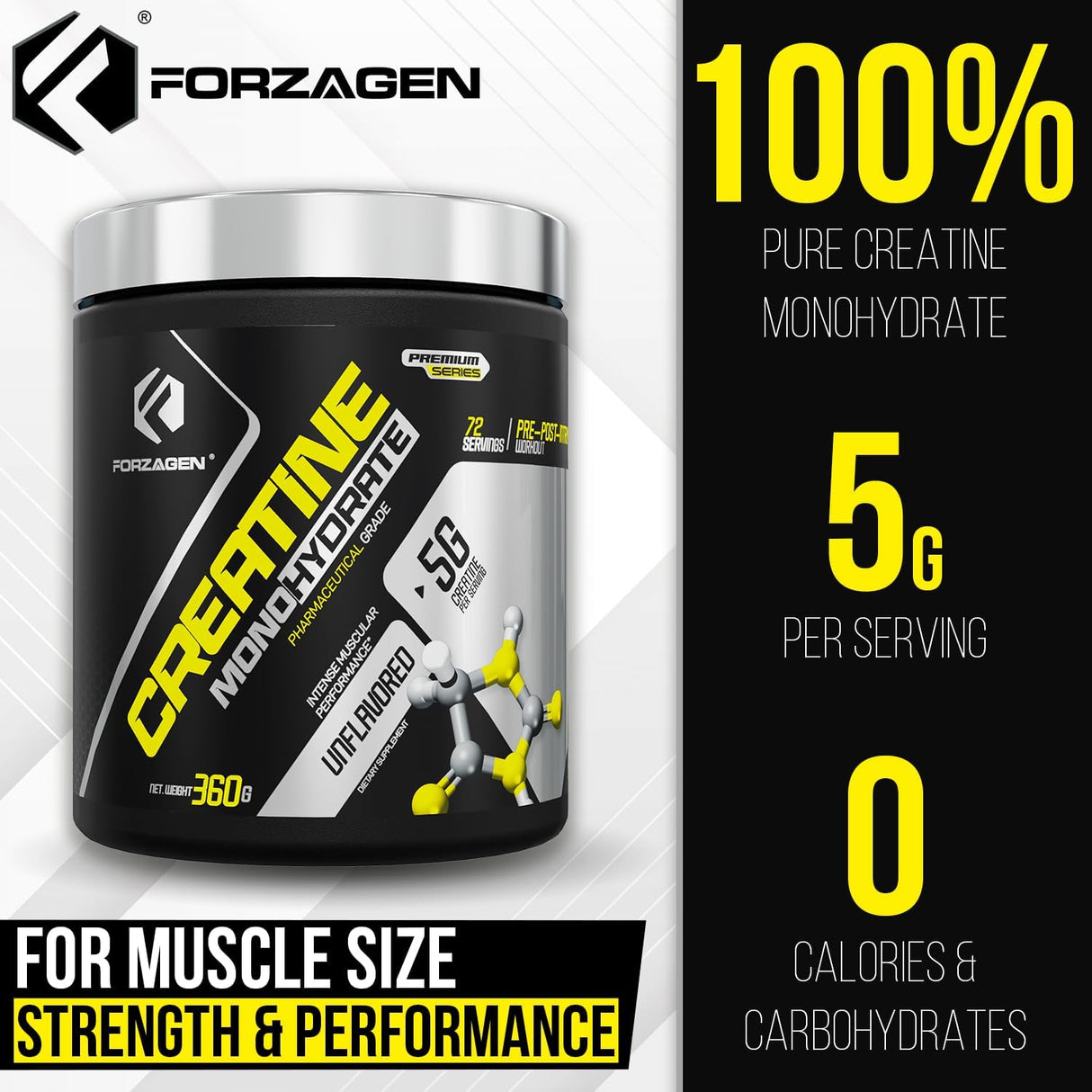 Forzagen Creatina Monohidratada Micronizada 72 Servings