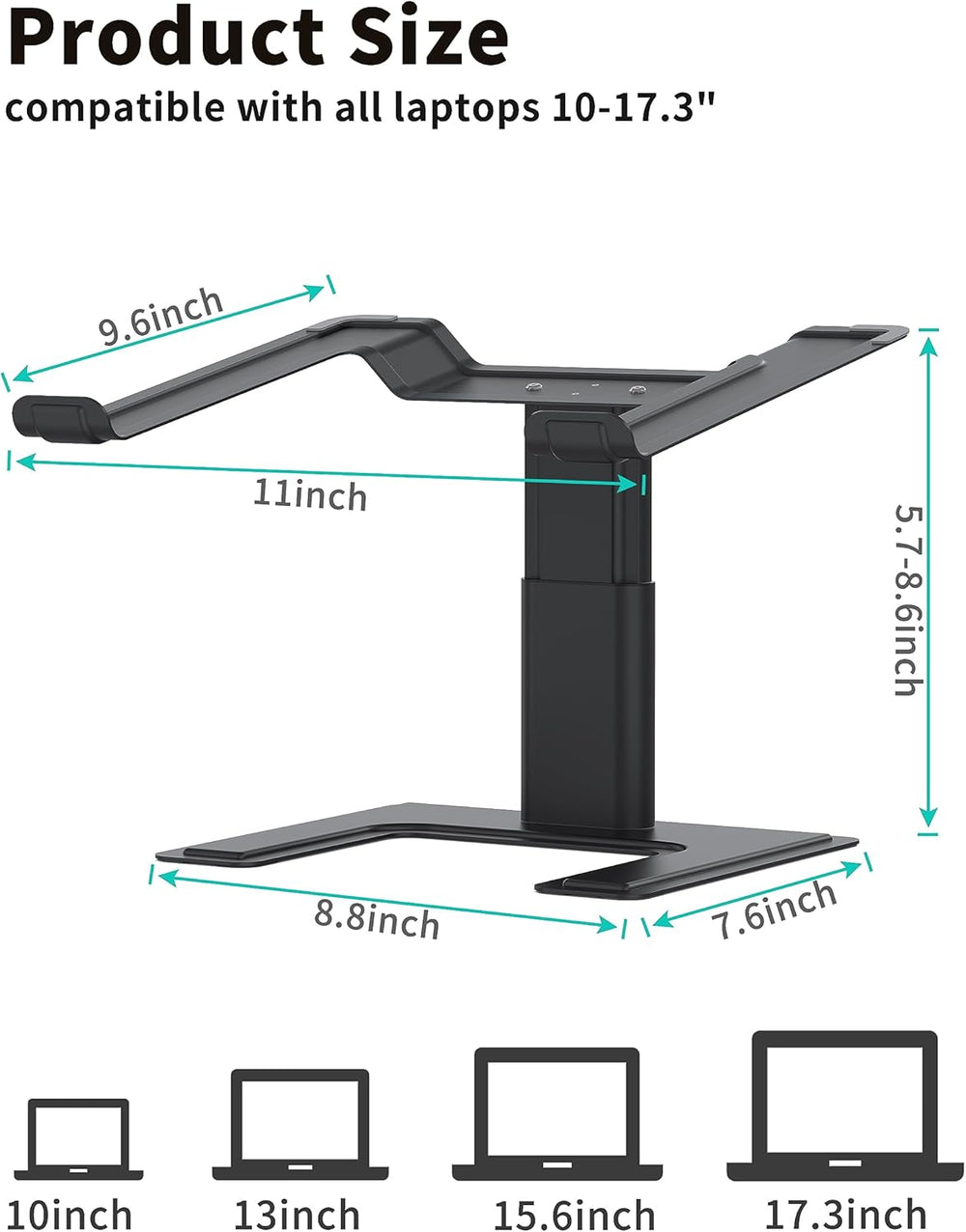 Soporte de Laptop Ajustable, Ergonomico, Compatible 10-17.3