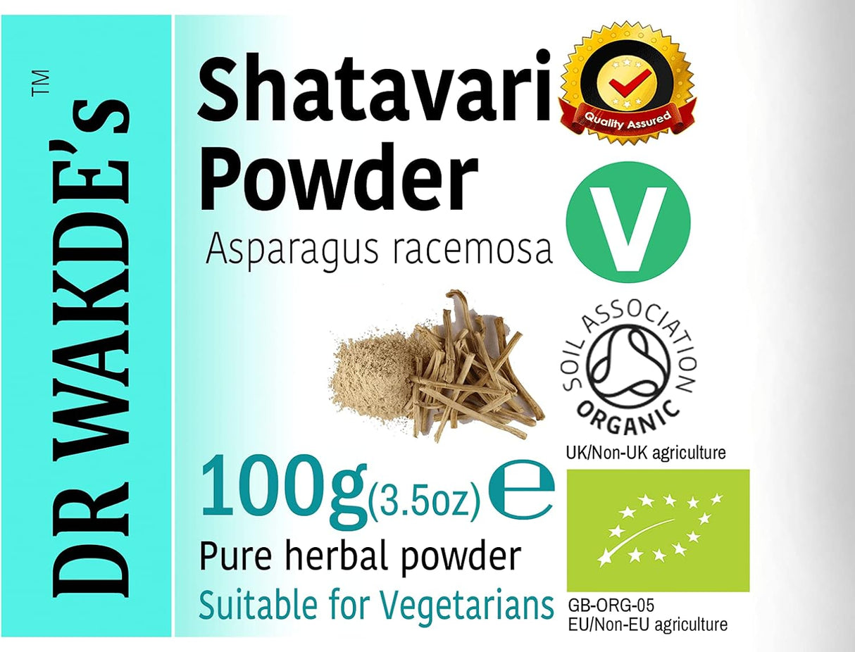 Polvo de Shatavari Orgánico de Dr Wakde, 100g, Vegano, Puro