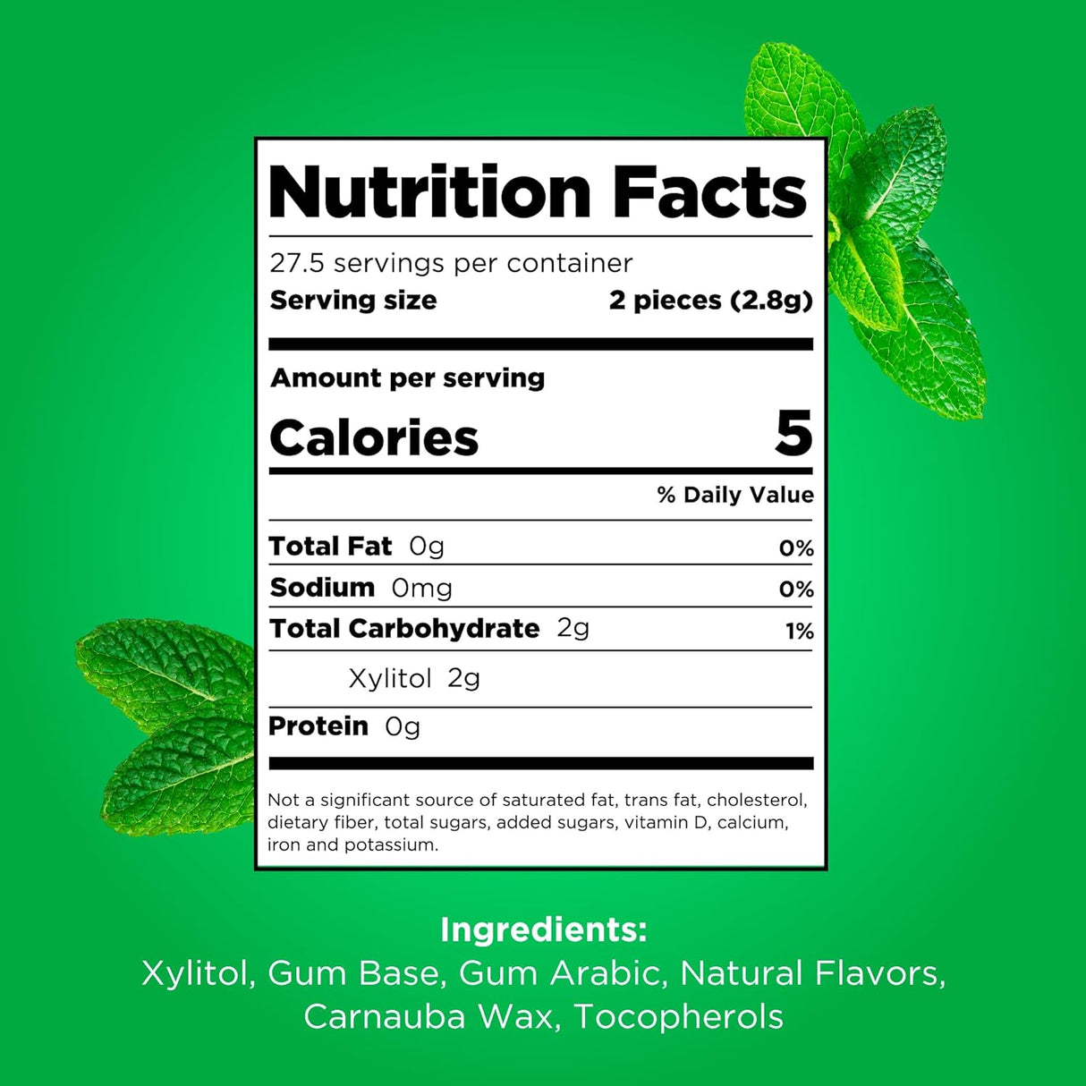 Chicle sin Aspartame 100% Xilitol Sabor Menta Natural