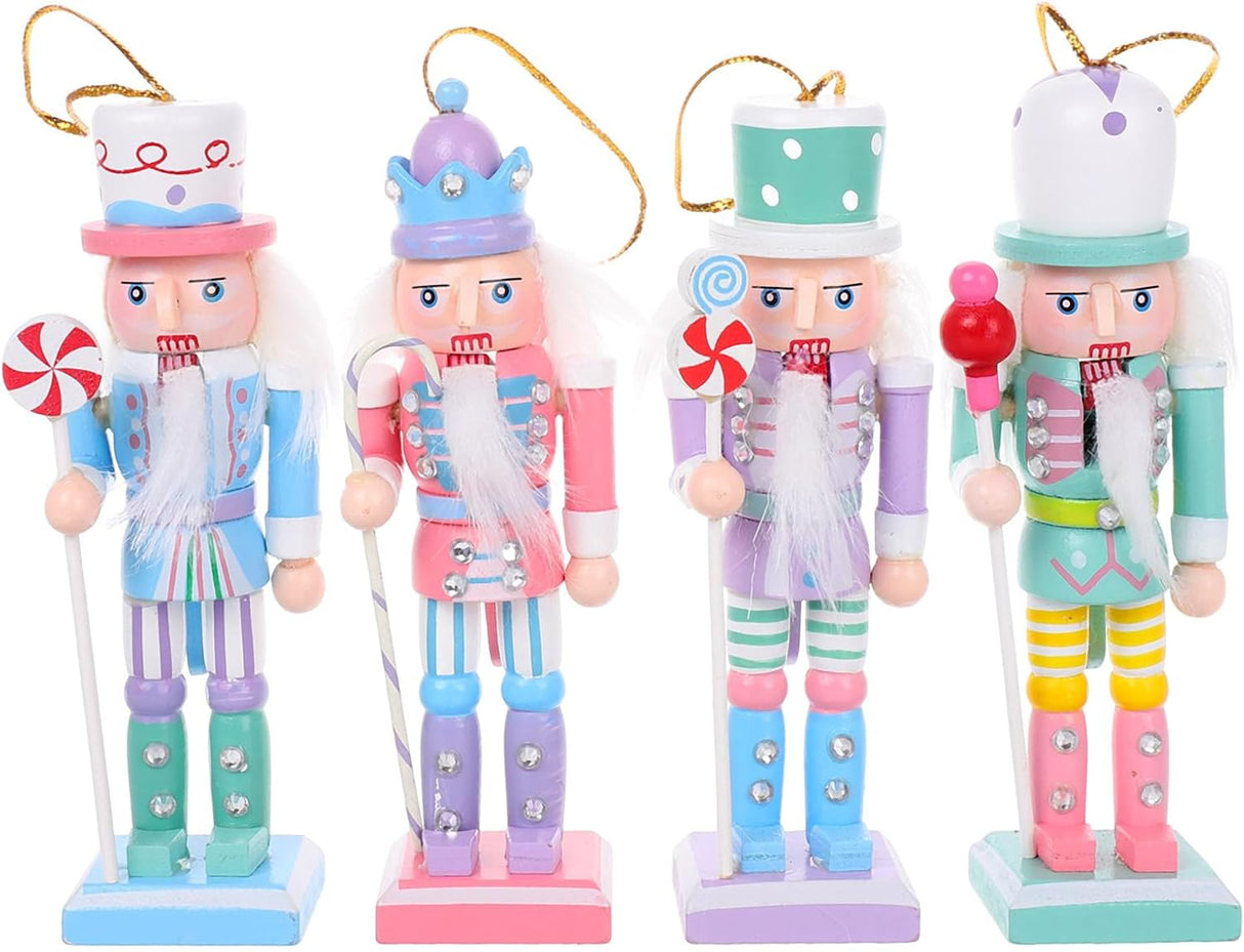 Adornos de Navidad VOSAREA 4pcs Soldados Nutcracker de Madera