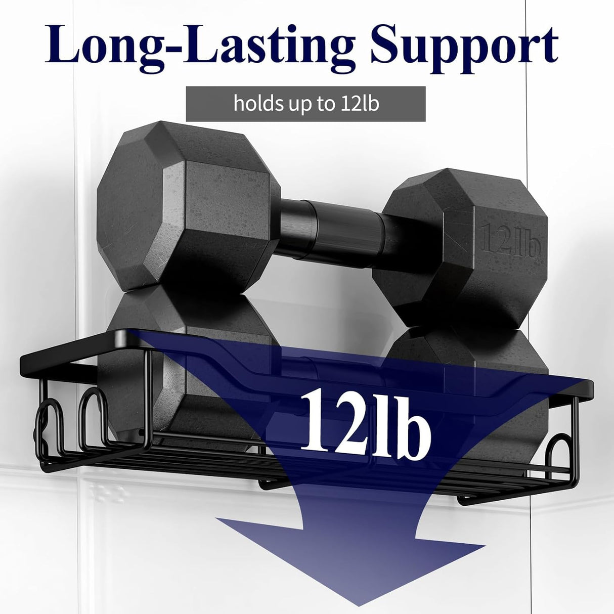 Organizador de ducha grande adhesivo sin taladro de acero inoxidable