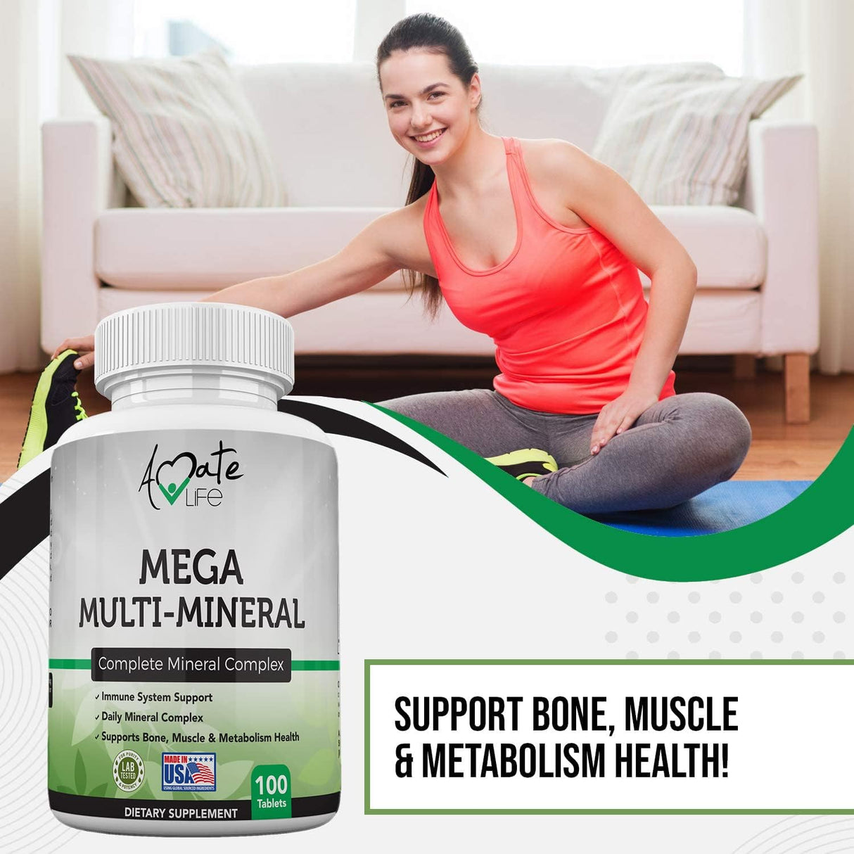 Suplemento Complejo mineral completo con vitamina D3, calcio