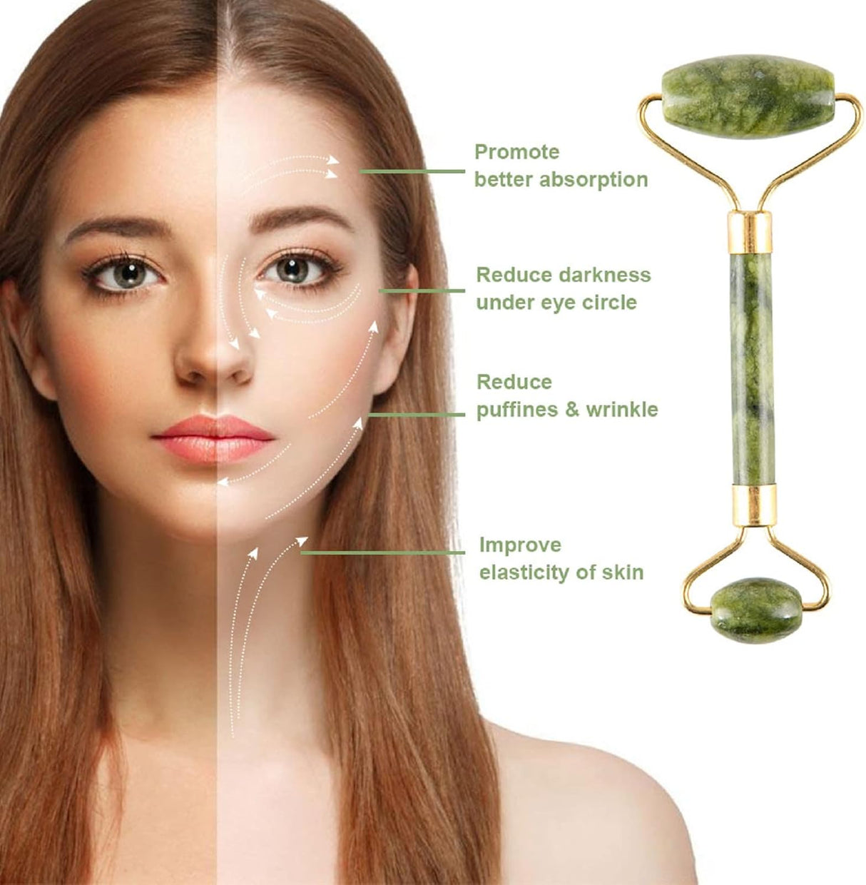 Juego de rodillos de jade Gua Sha fuvooi