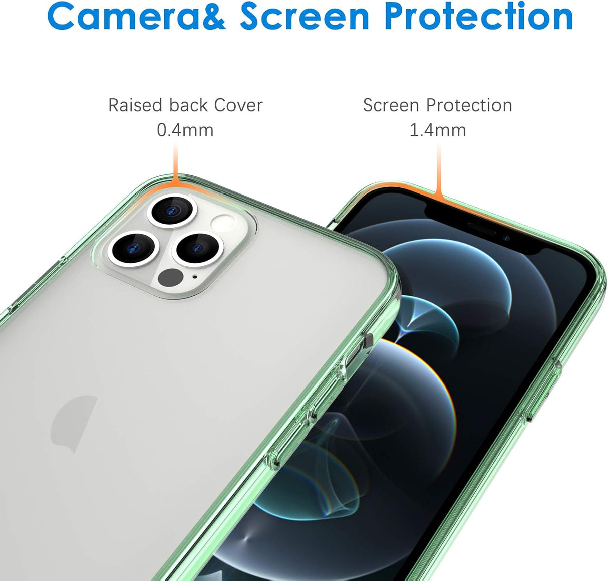 JETech Funda para iPhone 12/12 Pro de 6.1 pulgadas, a prueba de golpes, parte trasera transparente antiarañazos, color verde medianoche