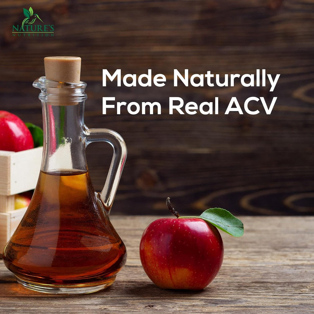 Gomitas veganas de vinagre de sidra de manzana de 1000 mg