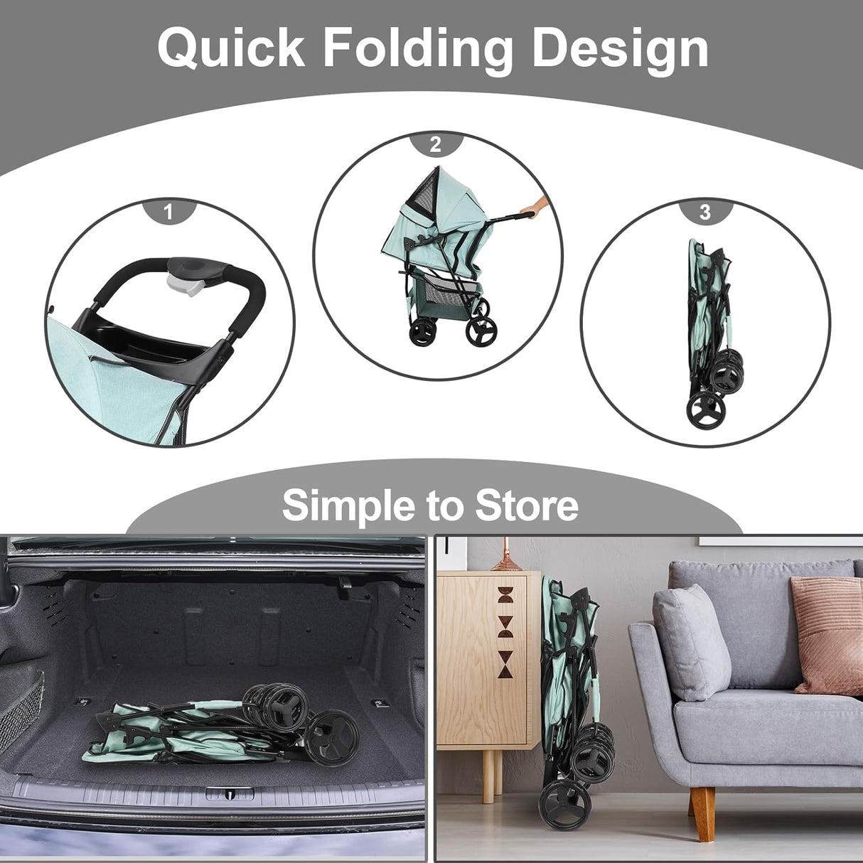 Carrito para Perros, Stroller, Plegable y Ligero, Modelo Jogger