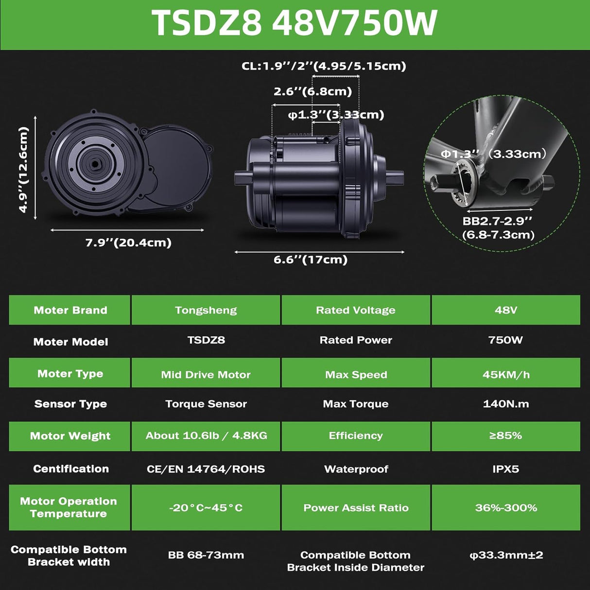 Kit de conversión TSDZ8 750W para bicicleta eléctrica