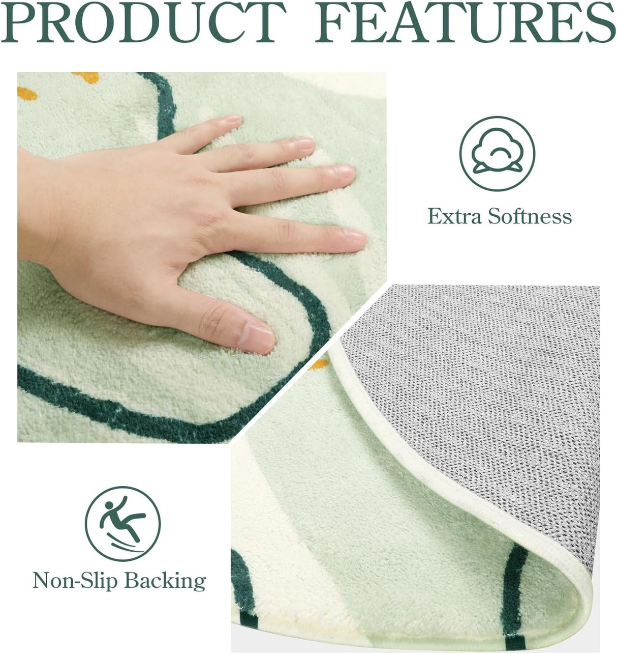 Alfombra redonda bohemia antideslizante, Verde 34 ES Lahome