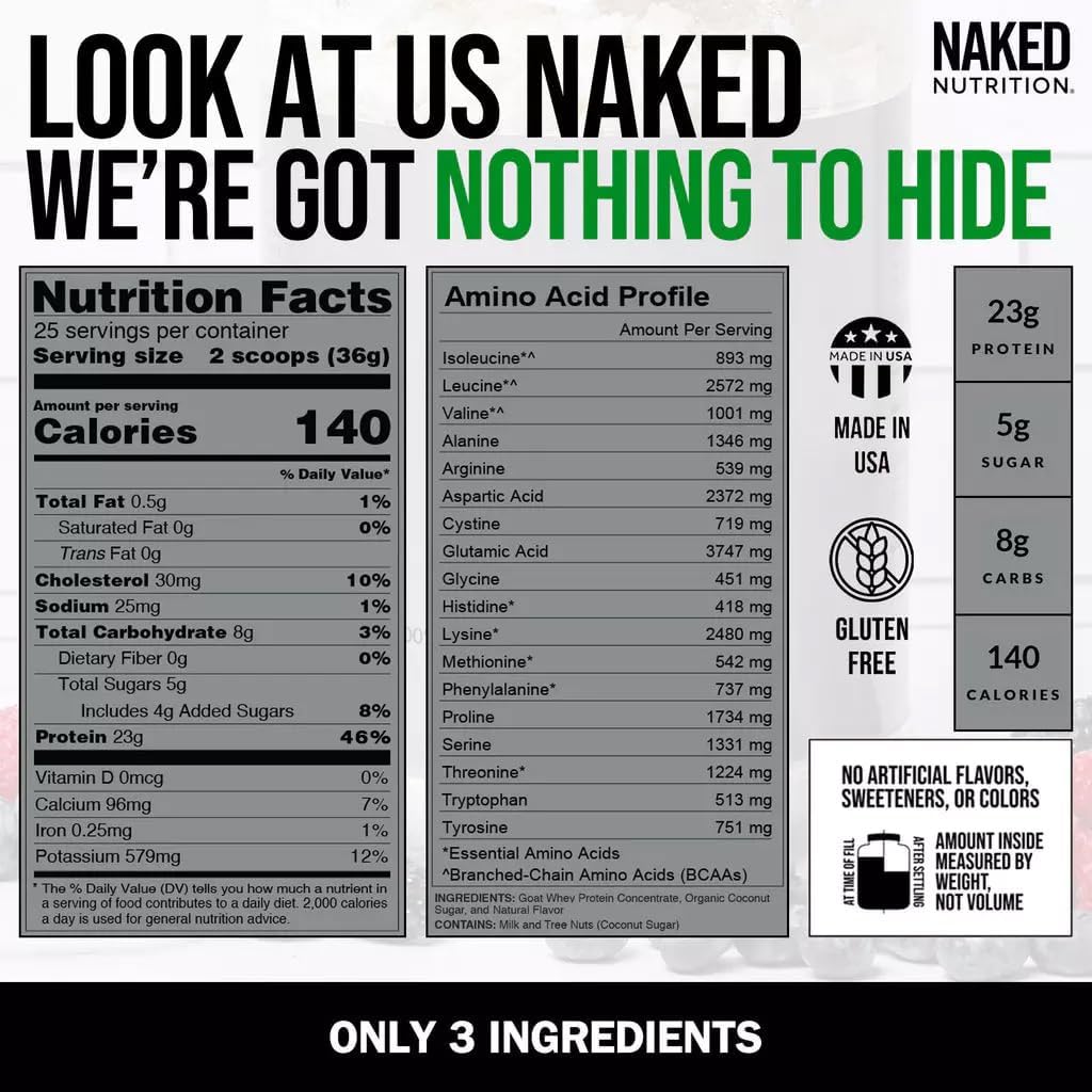 Proteína de Bó Goat Vanilla NAKED - 23g, 25 raciones