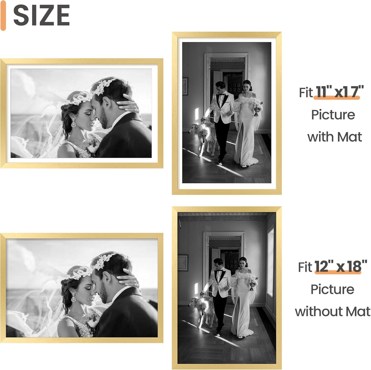 Marco de fotos 12x18, con o sin mat, para pared, modelo 12x18