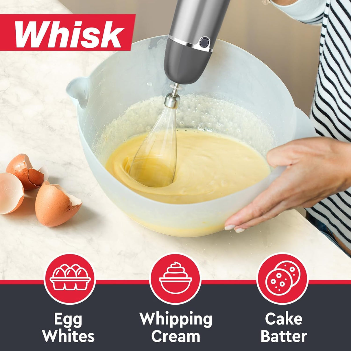 Licuadora de mano de 12 velocidades con modo Turbo