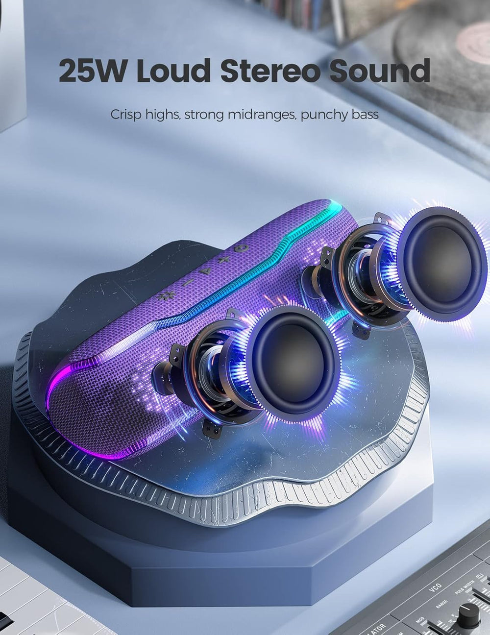 Altavoz Bluetooth IPX7 impermeable con luces y TWS