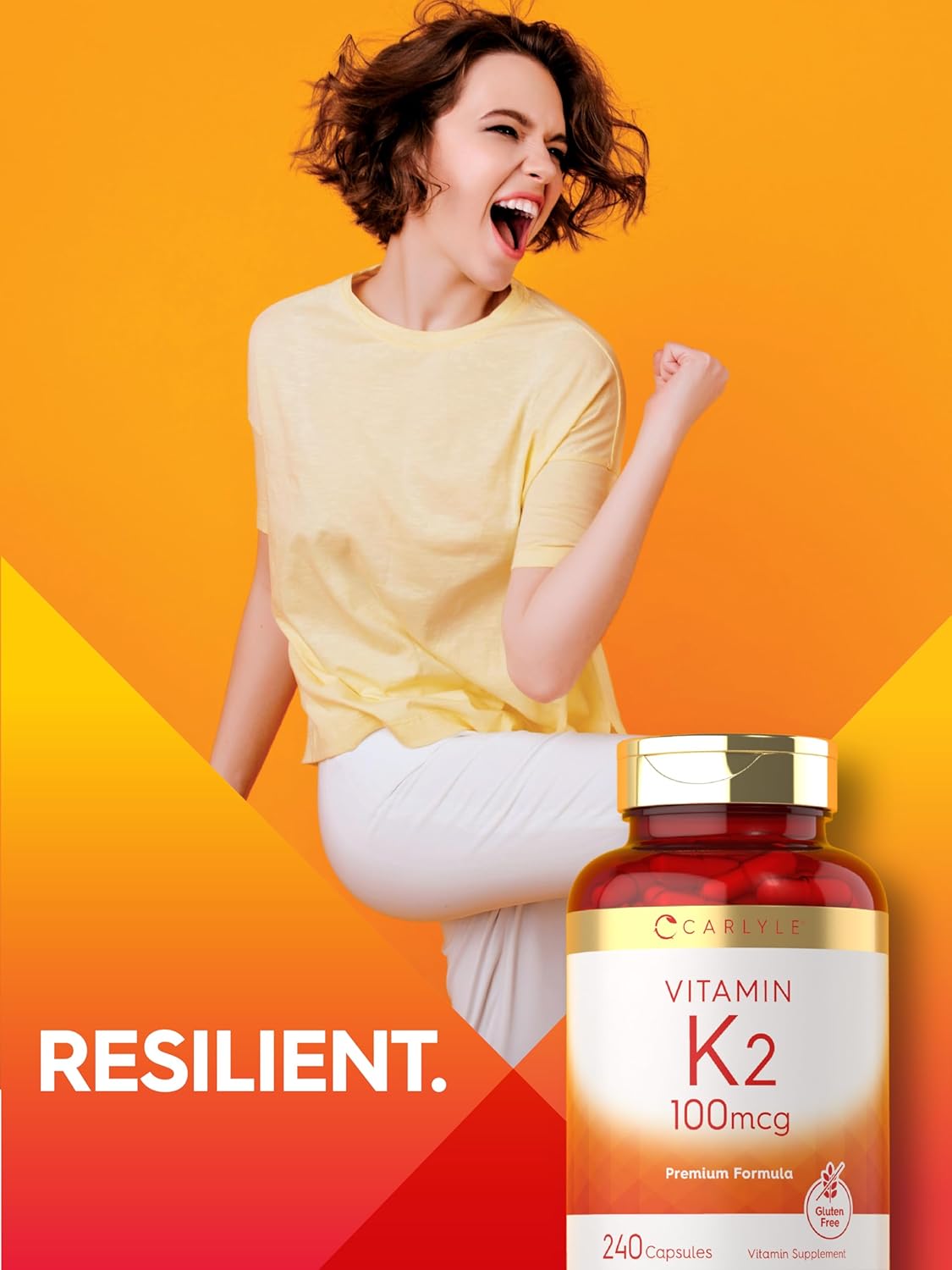 Suplemento de Vitamina K2 Carlyle 100 mcg, 240 cápsulas