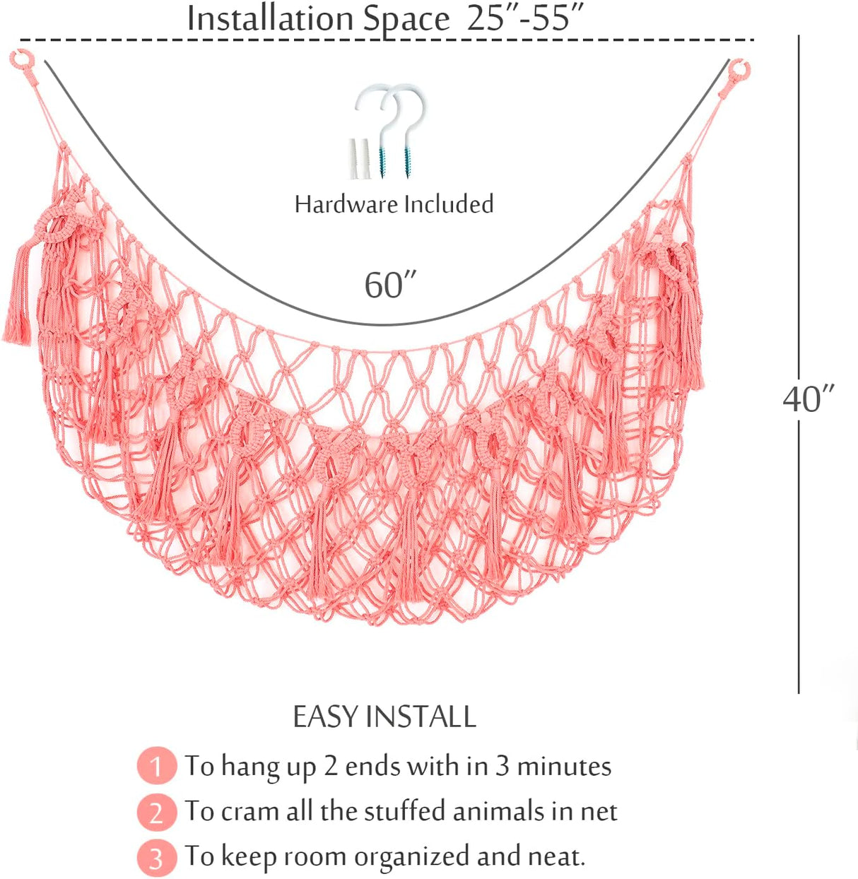 Hamaca de Juguetes Macramé, Marca: Handmade, Montaje en Pared