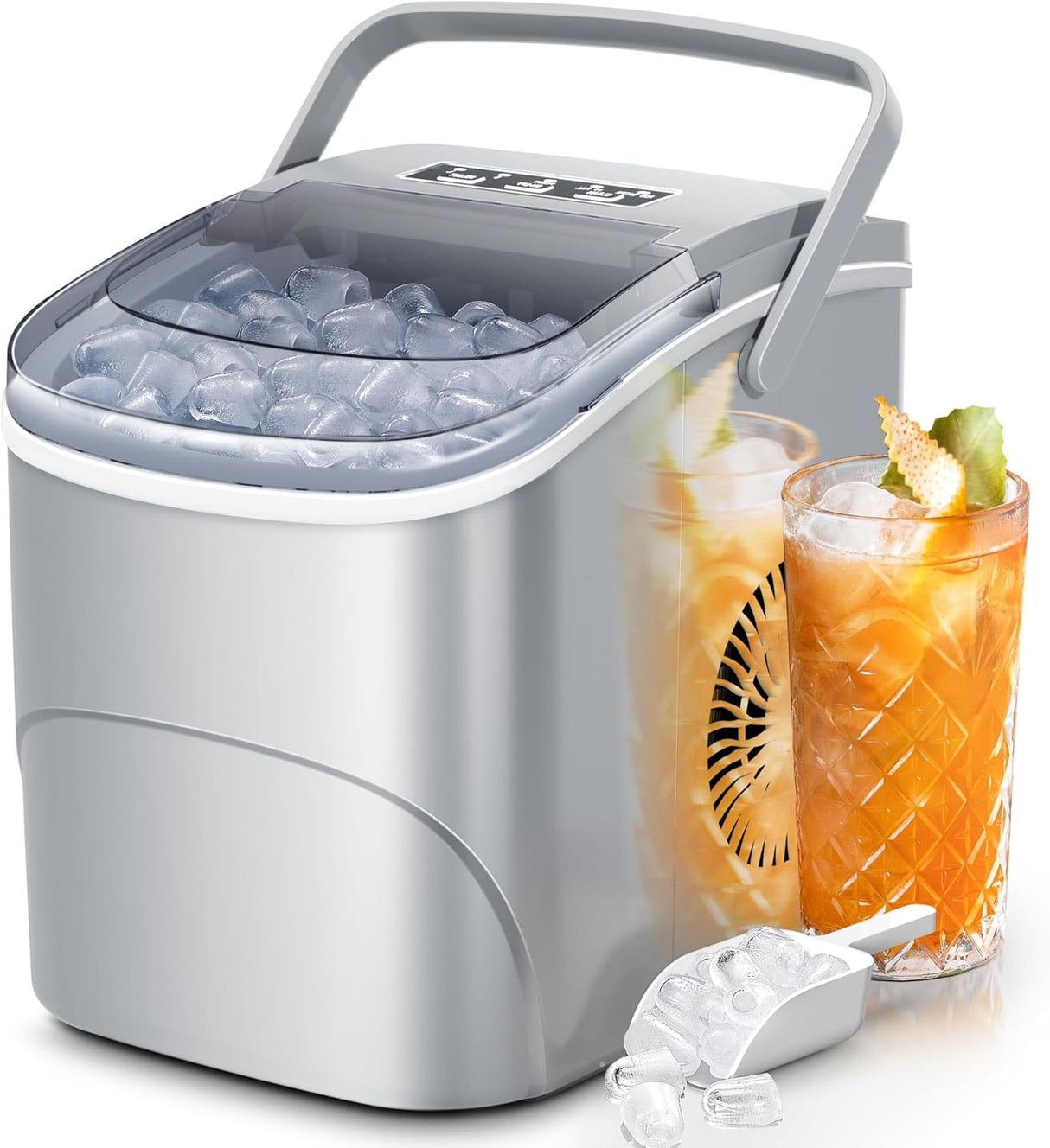 Máquina de Hielo Portátil, 26Lbs/24H, Auto-Limpieza, Modelo X