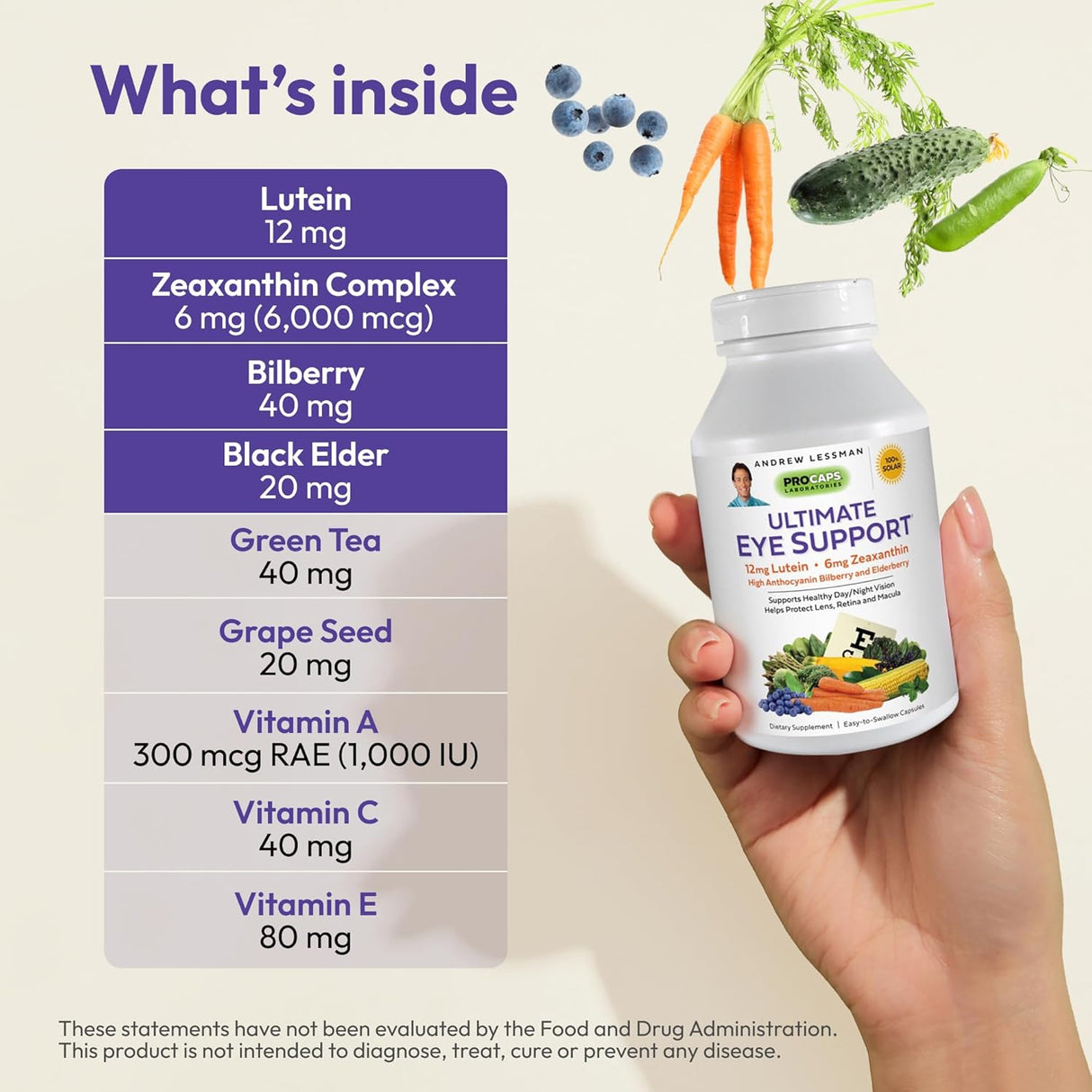 Suplemento Ocular Andrew Lessman - 12mg Luteína, 6mg Zeaxantina