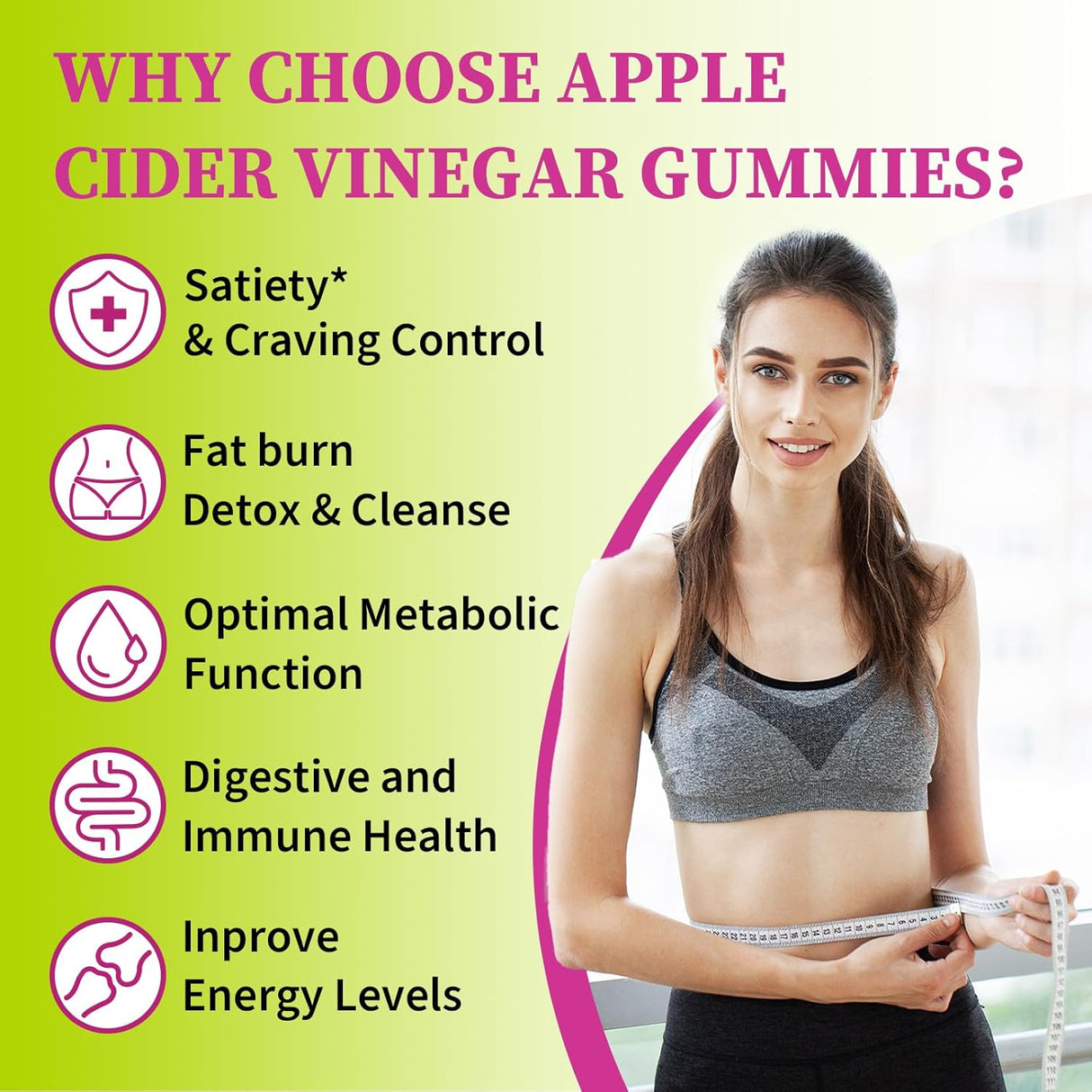 Suplemento para control de apetito, Apple Cider Vinegar, 60 gomitas