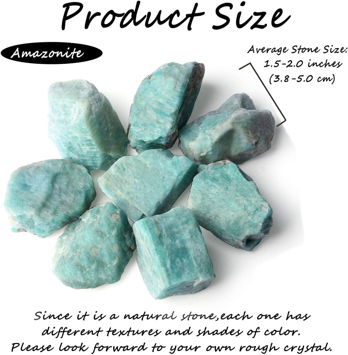 ZHIYUXI Cristales crudos de amazonita de 2 pulgadas, cristales
