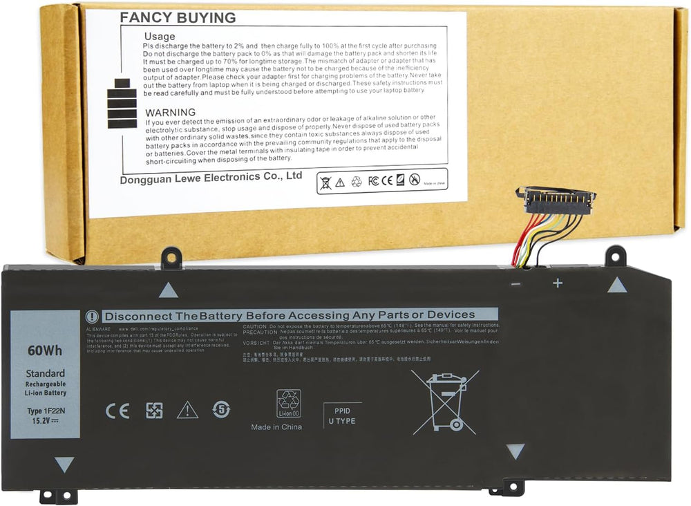 Batería 1F22N para Laptop Alienware y G5/G7, Modelos Varios